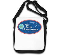 Flat Earth Awareness - Borsa a tracolla con logo divertente, colore: Bianco
