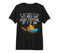 Flat Earth Cats Funny Conspiracy Theory Animal Lover Gift Maglietta Premium