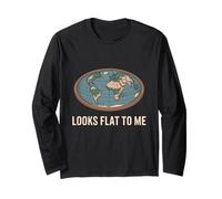 Flat Earth Citazione Sembra Flat To Me Looks Flat Funny Earth Maglia a Manica