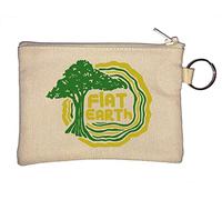 Flat Earth Green Tree Funny Graphic Portachiavi Portamonete Beige