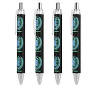 Flat Earth Society - Penna a sfera retrattile con inchiostro blu, scrittura fluida con impugnatura comoda, forniture per ufficio, per uomini e donne, 4 pezzi come foto 2