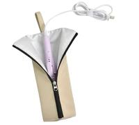 Flat Iron Travel Case, Curling Iron Pouch, Hair Tool Bag, Heat Resistant Lining, Waterproof Outer Layer, for Bathroom Salon Vanity Travel Use, 11.42x3.94x0.39 Inches Black 1 Piece