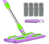 Flat Mop - 14.96x5.91 Inches Dust Mop | Reusable and Washable Cleaning Mops with 4 Washable Pads | Telescopic Handle 360 Degree Rotatable Cleaning Tool for Kitchen Bathroom Wood Tile
