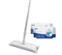 Flat Mop 2 in 1 Sistema di pulizia Starter Kit per pavimenti in legno duro e superfici piastrellate, con rimozione della polvere umida e asciutta (B)