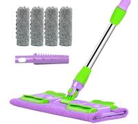 Flat Mop, Cleaning Mop With 4 Washable Pads, Telescopic Handle Cleaning Tool, 360 Degree Rotating Head for Effortless Maneuvering, Reusable Pad for Eco-Friendly Cleanings, Ideal for Home