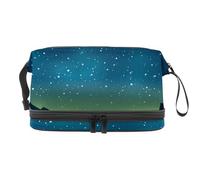 Flat Star Night - Trousse per cosmetici a doppio strato, per donne e ragazze, borsa da viaggio per trucchi, pratica borsa organizer con scomparto per pennelli, Multi, 27x15x14 cm/10.6x5.9x5.5 in,