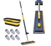 Flat Tax - 360° Rotatable Soilwiper con manico telescopico da 128 cm | Micelon in microfibra con 4 cuscinetti in ciniglia per legno, piastrelle, laminato, ideale per bagni, cucina, soggiorno e