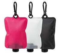 Flatpak, 3 flaconi da toeletta approvati TSA, ricaricabili con gancio per appenderlo, flaconi da toeletta per lozioni, shampoo, balsamo, rosa, nero, bianco