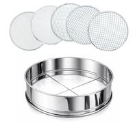 Flatro Setaccio da giardino per terreno e pietra, con telaio in acciaio inox, setaccio da giardino con 5 inserti intercambiabili a rete fine (3 mm, 5 mm, 8 mm, 10 mm, 12 mm), setaccio in metallo per