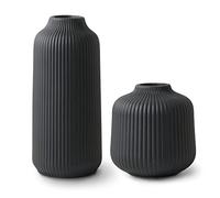 flature Vasi in Ceramica in Stile nordico, Vaso moderno per erba di pampa, Vaso boho per davanzale, Set di vasi in Nero opaco, Vaso come decorazione domestica per fiori freschi e secchi (Set)