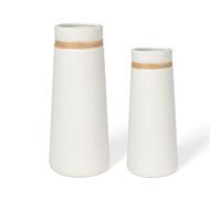 flature Vasi in Ceramica per Fiori stile Moderno Boho Deco, Set di vasi in Bianco, Decorazione per la casa Opaca anche per Fiori Secchi, adatto a Ufficio e Tavolo da Pranzo (Set di 2)