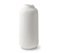 flature Vaso in Ceramica in Stile nordico, Vaso deco grande per erba di pampa come decoro boho, Vaso Bianco opaco 21 cm per fiori, Decorazione scandinava per la casa per fiori freschi e secchi (M)