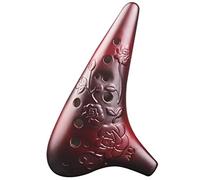 Flauti in ceramica. Ocarina contralto in argilla for principianti adulti a 12 fori, strumento musicale di tipo sottomarino affumicato naturale, con splendide rose intagliate a mano.