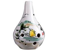 Flauti in ceramica. Ocarina in argilla a 6 fori contralto in Do for principianti, for imparare a suonare, con custodia in tessuto + cordino + panno for la pulizia(White G)