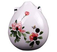 Flauti in ceramica. Ocarina in argilla dipinta a mano for adulti e principianti, a 6 fori, tonalità Sol contralto, con scatola di imballaggio + cordino + materiali didattici(White a)