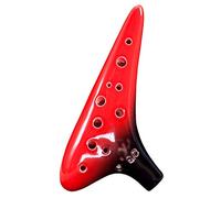 Flauti in ceramica. Ocarina in argilla smaltata rossa e nera a 12 fori con tonalità Do acuto