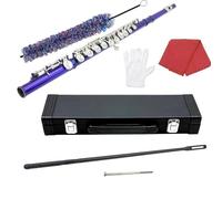 Flauti Strumenti Musicali Flauto Multicolore A 16 Fori C Flauto E Chiave Strumento A Fiato Flauto In Ottone Bianco Nichel Argento Con Accessori(Blue)