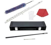 Flauti Strumenti Musicali Flauto Multicolore A 16 Fori C Flauto E Chiave Strumento A Fiato Flauto In Ottone Bianco Nichel Argento Con Accessori(Silver)