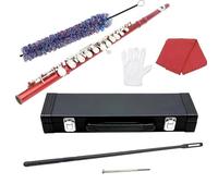 Flauti Strumenti Musicali Flauto Multicolore A 16 Fori C Flauto E Chiave Strumento A Fiato Flauto In Ottone Bianco Nichel Argento Con Accessori(Red)