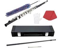 Flauti Strumenti Musicali Flauto Multicolore A 16 Fori C Flauto E Chiave Strumento A Fiato Flauto In Ottone Bianco Nichel Argento Con Accessori(Black)