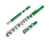 Flauto chiave in argento nichelato con tubo in cupronichel verde a 16 fori con custodia e supporto per flauto Flauto Traverso per Principiante