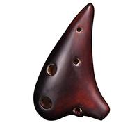 Flauto di ceramica, Mini ocarina in argilla affumicata a 6 fori con suono acuto in Fa, squisite decorazioni pendenti, cordino e materiale didattico
