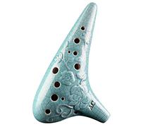 Flauto di ceramica, Ocarina contralto a 12 fori tipo C, con custodia in tessuto + bastoncino di pulizia + protezione for bocchino(Blue)