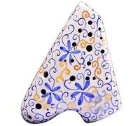 Flauto di ceramica, Ocarina contralto a 3 tubi in Do/Sol dipinta a mano in argilla blu e bianca,(AC)