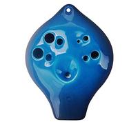 Flauto di ceramica, Ocarina di argilla a doppio tubo contralto a 6 fori,(Blue)
