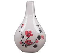 Flauto di ceramica, Ocarina in argilla a 6 fori contralto in Do for principianti, for imparare a suonare, con custodia in tessuto + cordino + panno for la pulizia(White a)