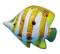 Flauto di ceramica, Ocarina piccola in ceramica con tweeter a 4 fori for principianti, regalo unico(Long mouth Fish)