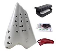 Flauto di ceramica, Ocarina professionale in argilla for suonare contralto a 3 tubi, tecnologia White Glaze