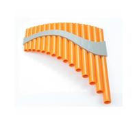 Flauto di Pan in bambù Flauto di Pan curvo arancione a 15 canne con chiave G per mano destra e mano sinistra con chiave G con base ABS(Left)