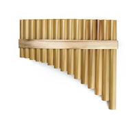 Flauto di Pan in bambù Flauto di Pan fatto a mano per strumenti musicali popolari Strumento a fiato in legno con chiave in Do di colore originale 15 tubi(Left)