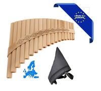 FLAUTO DI PAN SOLIST CONTRALTO IN SOL MADE IN EUROPE + BORSA 18 CANNE SOL1-DO3 IN ACERO FORMA CURVA ORNAMENTO INTAGLIATO