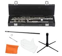 Flauto Do 16 Tasti Foro Chiuso, Strumento Musicale Flauto Con Kit Di Pulizia, Supporto, Custodia For Il Trasporto, Guanti, Asta For Accordare, For Studenti Principianti, Placcato Nichel