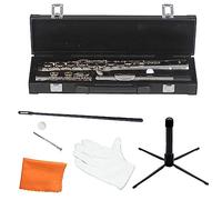 Flauto Do 16 Tasti Foro Chiuso, Strumento Musicale Flauto, For Studenti Principianti, Placcato Nichel, Con Kit Di Pulizia, Supporto, Custodia For Il Trasporto, Guanti, Asta For Accordatura