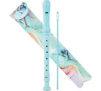 Flauto dolce soprano a 8 fori, per principianti, bambini e adulti, flauto soprano con asta per la pulizia e custodia in pelle, per scuola, studenti, casa, intrattenimento (2 blu verde spruzzato)