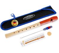 Classic Cantabile Pivella Flauto Dolce C-Soprano in acero con testa plastica, per principianti, diteggiatura tedesca. Include custodia, tabella, bastoncino pulizia e grasso sughero. Rosso.