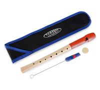 Classic Cantabile Pivella Flauto Dolce C-Soprano in acero con testa plastica, per principianti, diteggiatura tedesca. Include custodia, tabella, bastoncino pulizia e grasso sughero. Rosso.
