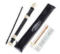 Classic Cantabile Stellina Flauto Dolce Soprano C-Soprano Barocco in plastica, ideale per principianti e avanzati. Include custodia, bastoncino pulitore e tabella delle dita. Colore nero.