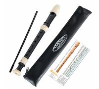 Classic Cantabile Stellina Flauto Dolce Soprano C-Soprano Barocco in plastica, ideale per principianti e avanzati. Include custodia, bastoncino pulitore e tabella delle dita. Colore nero.