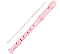 Flauto dolce soprano flauta soprano a 8 fori in ABS per clarinetto in stile tedesco flauto acuti chiave in Do per bambini con tabella di diteggiatura istruzioni con custodia per asta di pulizia rosa