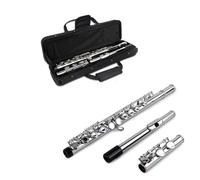 Flauto Flauto d'argento con foro chiuso C Groove Strumento musicale per principianti con scatola Guanti Panno per la pulizia Strumento per viti(Cloth box set)