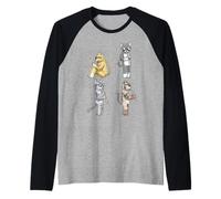 Flauto Flauto Gatti Amante della Musica Gatto Appassionato Divertente Maglia con Maniche Raglan