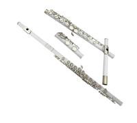 Flauto Foro Chiuso 16 Chiavi Lo Strumento Per Flauto Per Principianti A 16 Tasti Con Foro Chiuso C Viene Fornito Con La Barra Passante Porta Guanti(White)