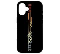 Flauto Line Art Strumento a fiato retrò Custodia per iPhone 16