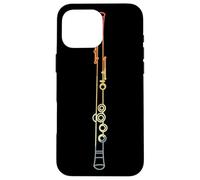 Flauto Line Art Strumento a fiato retrò Custodia per iPhone 16 Pro Max