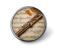 Flauto Musica Distintivo rotondo personalizzato in metallo risvolto Pin Distintivi Fit Abbigliamento Borse Cappello Umoristico Stampato Spilla Distintivo Decorazioni per Feste Accessori per Uomini