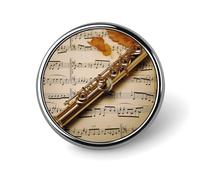 Flauto Musica Distintivo rotondo personalizzato in metallo risvolto Pin Distintivi Fit Abbigliamento Borse Cappello Umoristico Stampato Spilla Distintivo Decorazioni per Feste Accessori per Uomini